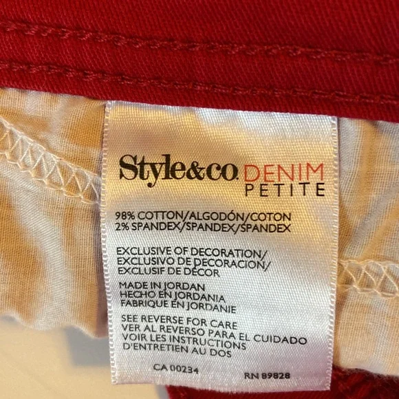 Red Denim Jeans Size 4 PS. Style & Co. - Picture 2 of 4